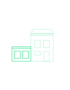 Icône représentant une extension de bâtiment.