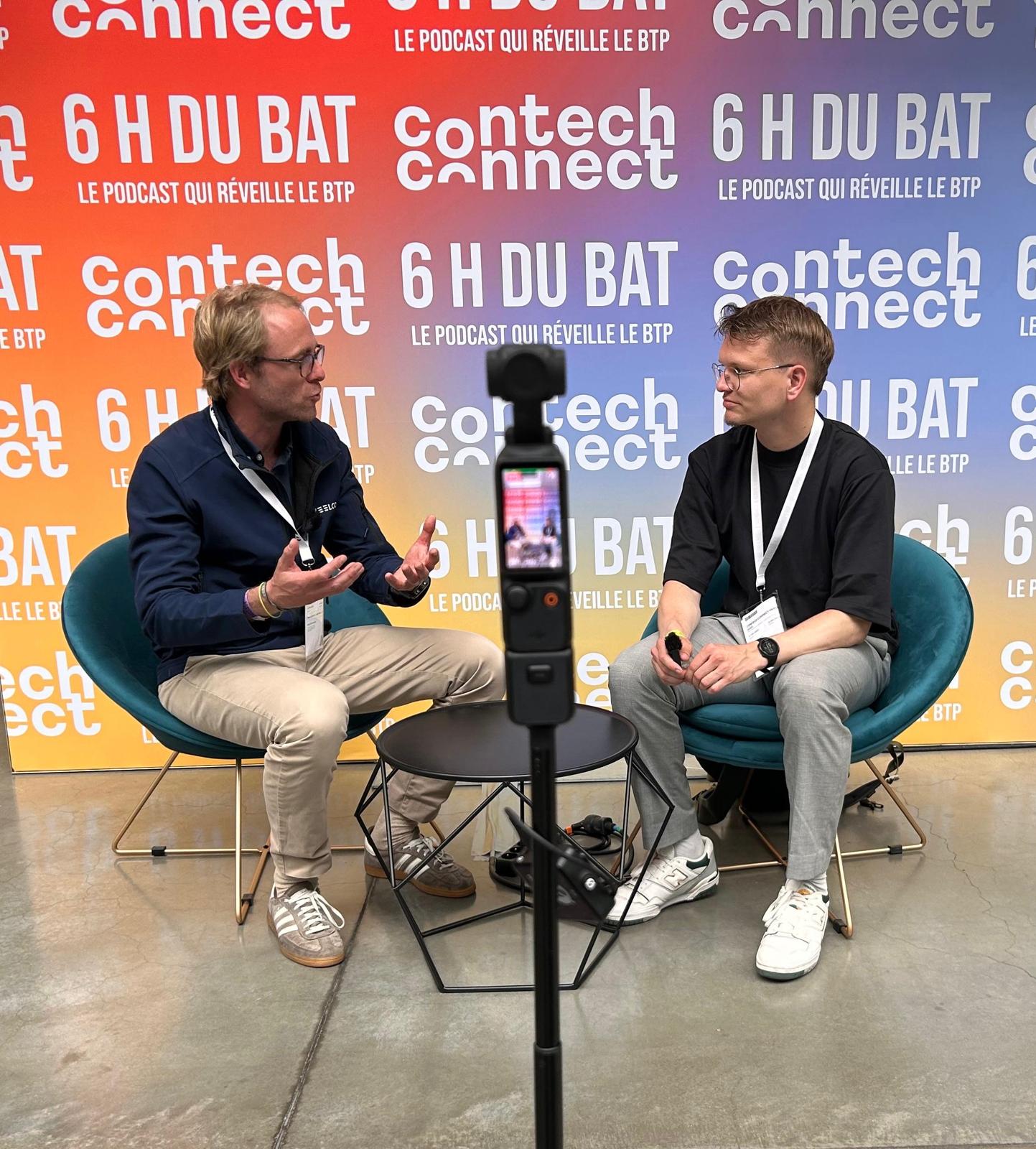 Damien Muller, co-fondateur de Sweelco au micro du podcast 6h du bat, à l'occasion du salon Contech Connect, à Station F à Paris